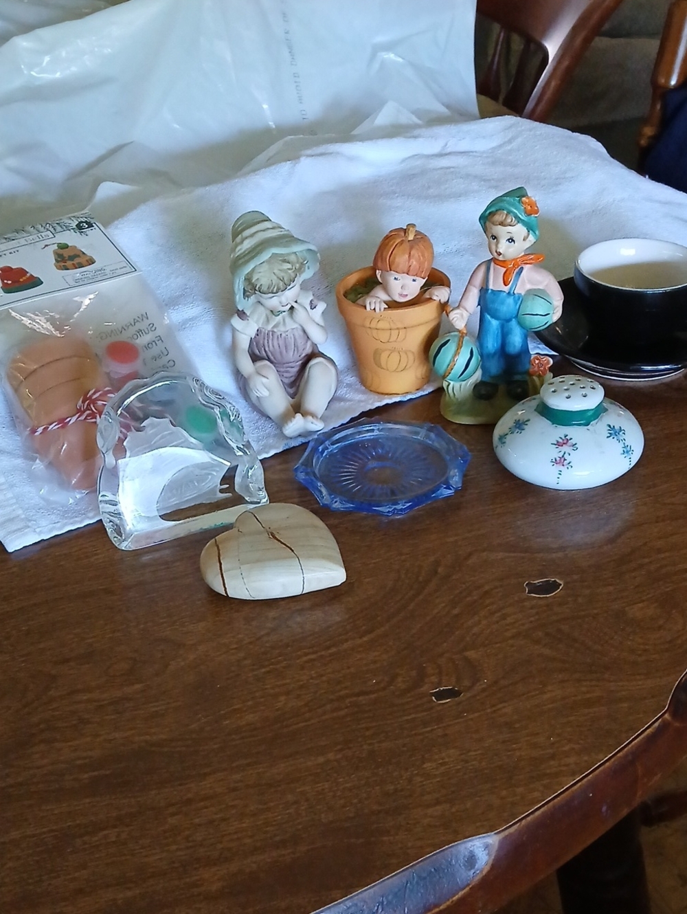 Assorted Collectable Vintage Figurines with Blue and Cream Accents
